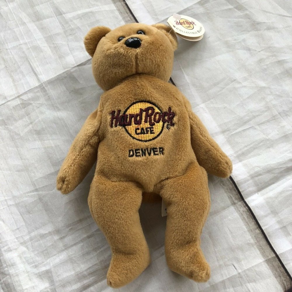 Hard Rock Cafe Denver Isaac Teddy Bear Plush Toy Adorable Stuffed Animal‎ Tan 7"